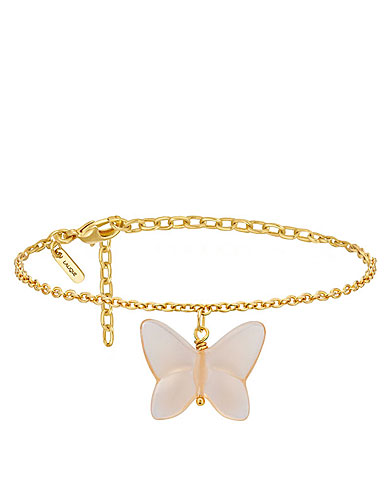 Lalique Papillon Bracelet, Gold Plated, Peach Crystal, Large