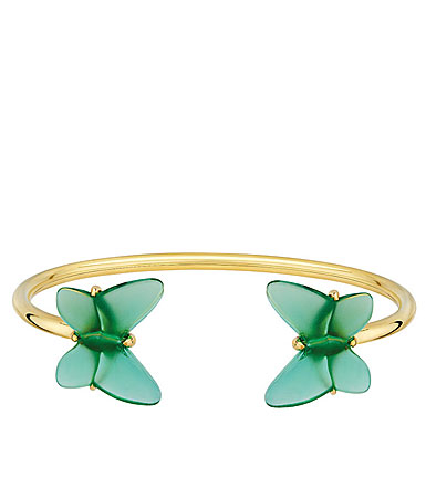 Lalique Papillon Flexible Bracelet, Gold, Green Crystal, Small