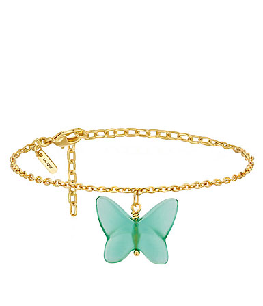 Lalique Papillon Bracelet, Gold Plated, Green Crystal, Large