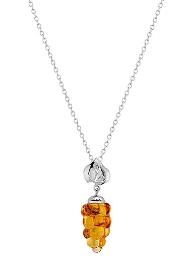 Lalique Vigne Pendant, Amber, Silver