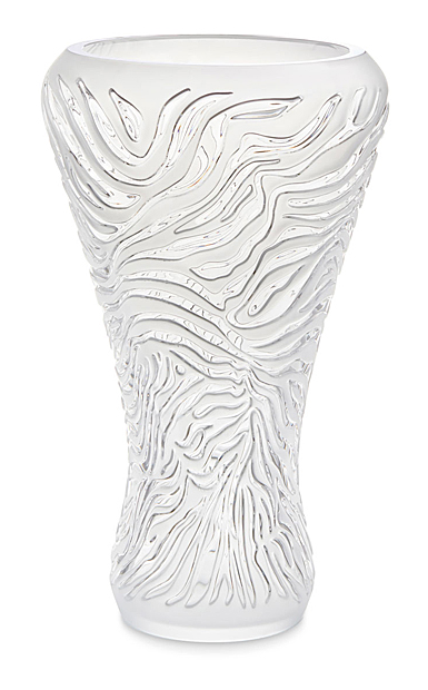 Lalique Empreinte Animale Zebre 18" Vase Satin Finish