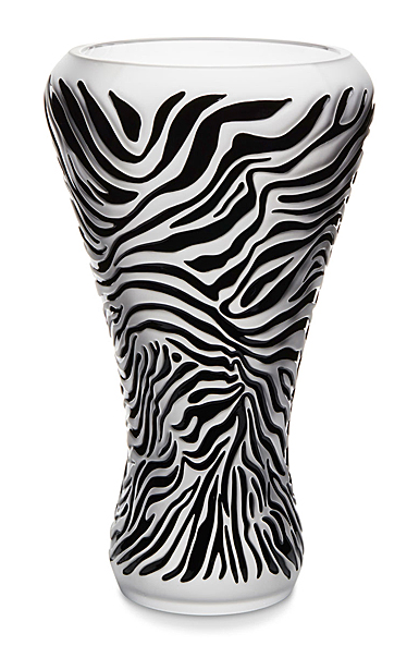 Lalique Empreinte Animale Zebre 18" Vase Black Enamel Limited Edition