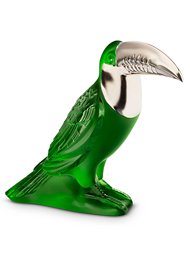 Lalique Empreinte Animale Toucan Figure Green, Platinum Accent, Limited Edition