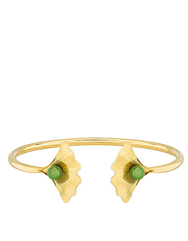 Lalique Ginkgo Flexible Bracelet Gold and Antinea Green Crystal, Large