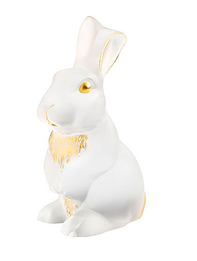 Lalique Toulouse Rabbit Figure, Gold Stamped