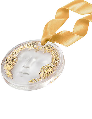 Lalique 2022 Annual Ornament, Masque de Femme, Clear and Gold