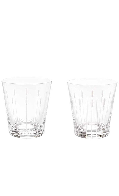 Lalique Lotus 10oz. Tumblers Blossoms And Buds, Set Of 2