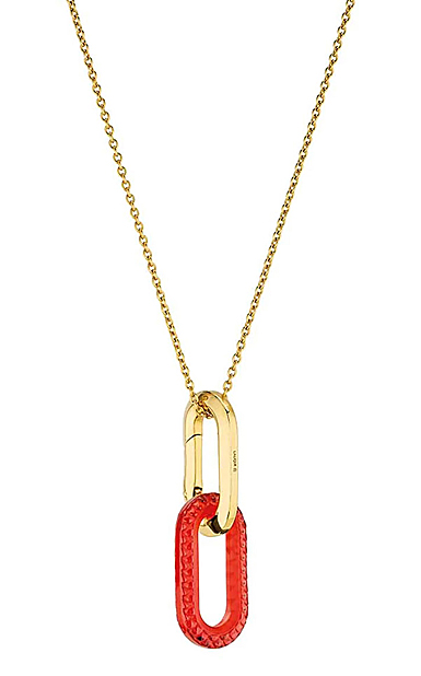 Lalique Empreinte Animale Pendant Red, 18K Yellow Gold Plated
