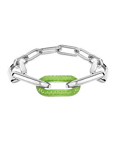 Lalique Empreinte Animale Bracelet Chain Green, Silver S