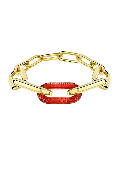 Lalique Empreinte Animale Bracelet Chain Red, 18K Yellow Gold Plated L