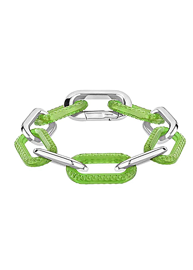 Lalique Empreinte Animale Bracelet 6 Crystals Green, Silver