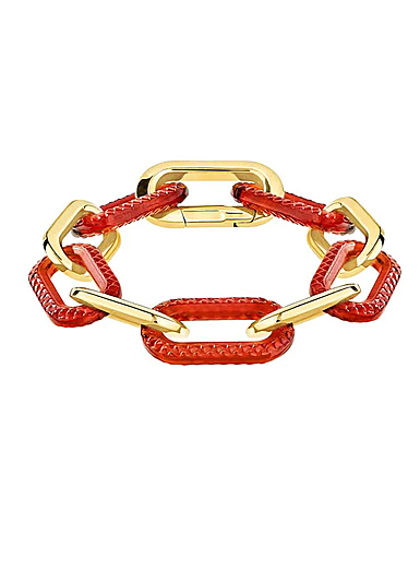 Lalique Empreinte Animale Bracelet 6 Crystals Red, 18K Yellow Gold Plated