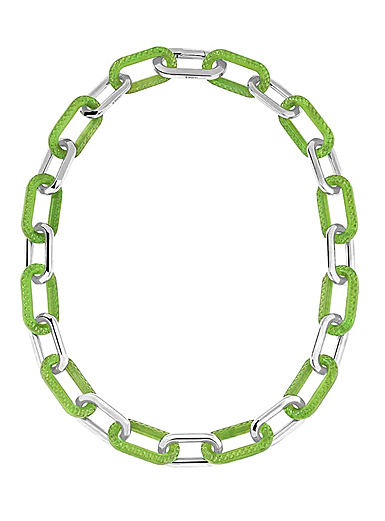 Lalique Empreinte Animale Necklace 12 Crystals Green, Silver
