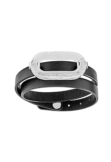 Lalique Empreinte Animale Leather Bracelet Clear, Silver And Leather