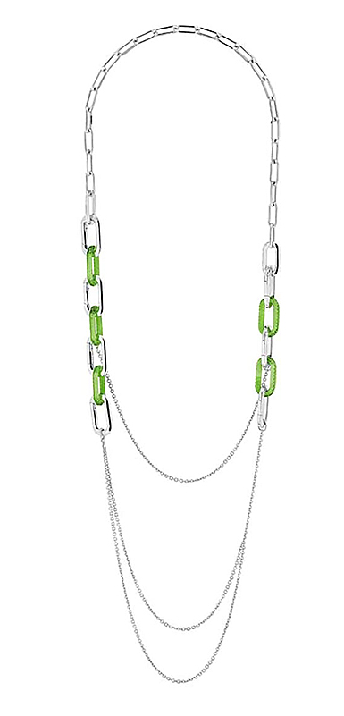 Lalique Empreinte Animale Long Necklace Green, Silver