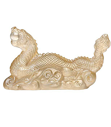 Lalique Zodiac Dragon Tianlong, Gold Luster