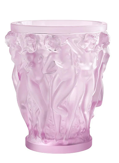 Lalique Pink Bacchantes 9.5" Vase 