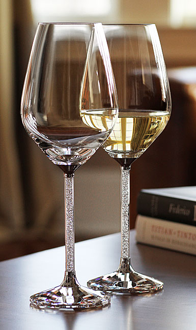 Swarovski Crystalline White Wine Glasses, Pair