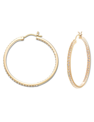 Swarovski Somerset Hoop Pierced Earrings, Medium, Shiny Gold