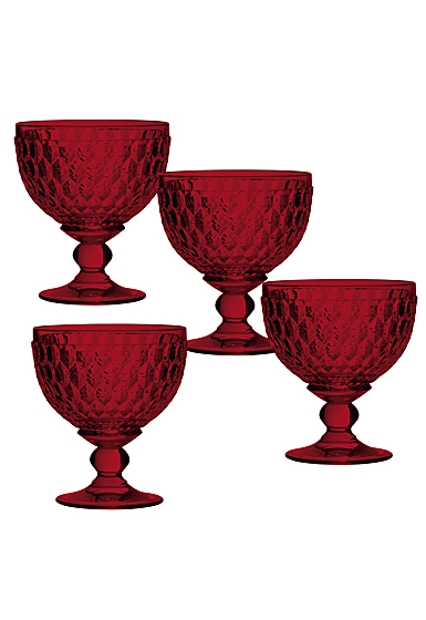 Villeroy and Boch 4" Boston Colored Champagne, Dessert Bowl Red Set of 4