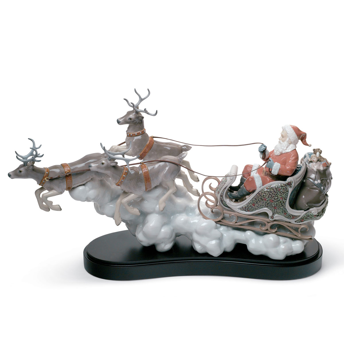 Lladro Classic Sculpture, Santa's Midnight Ride Sleigh Figurine. Limited Edition