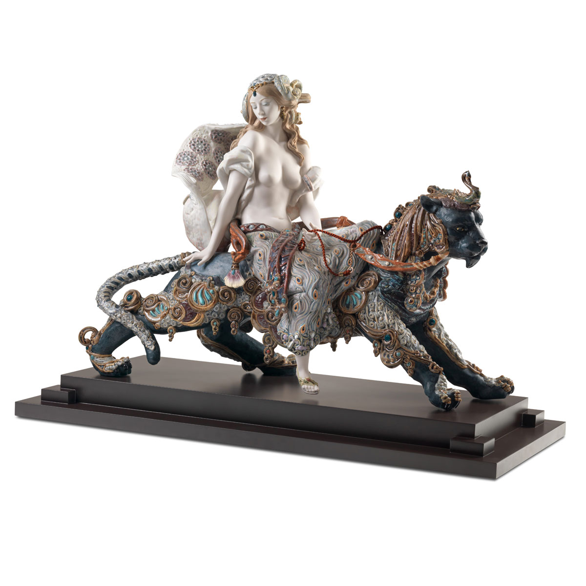 Lladro High Porcelain, Bacchante On A Panther Woman Sculpture. Limited Edition