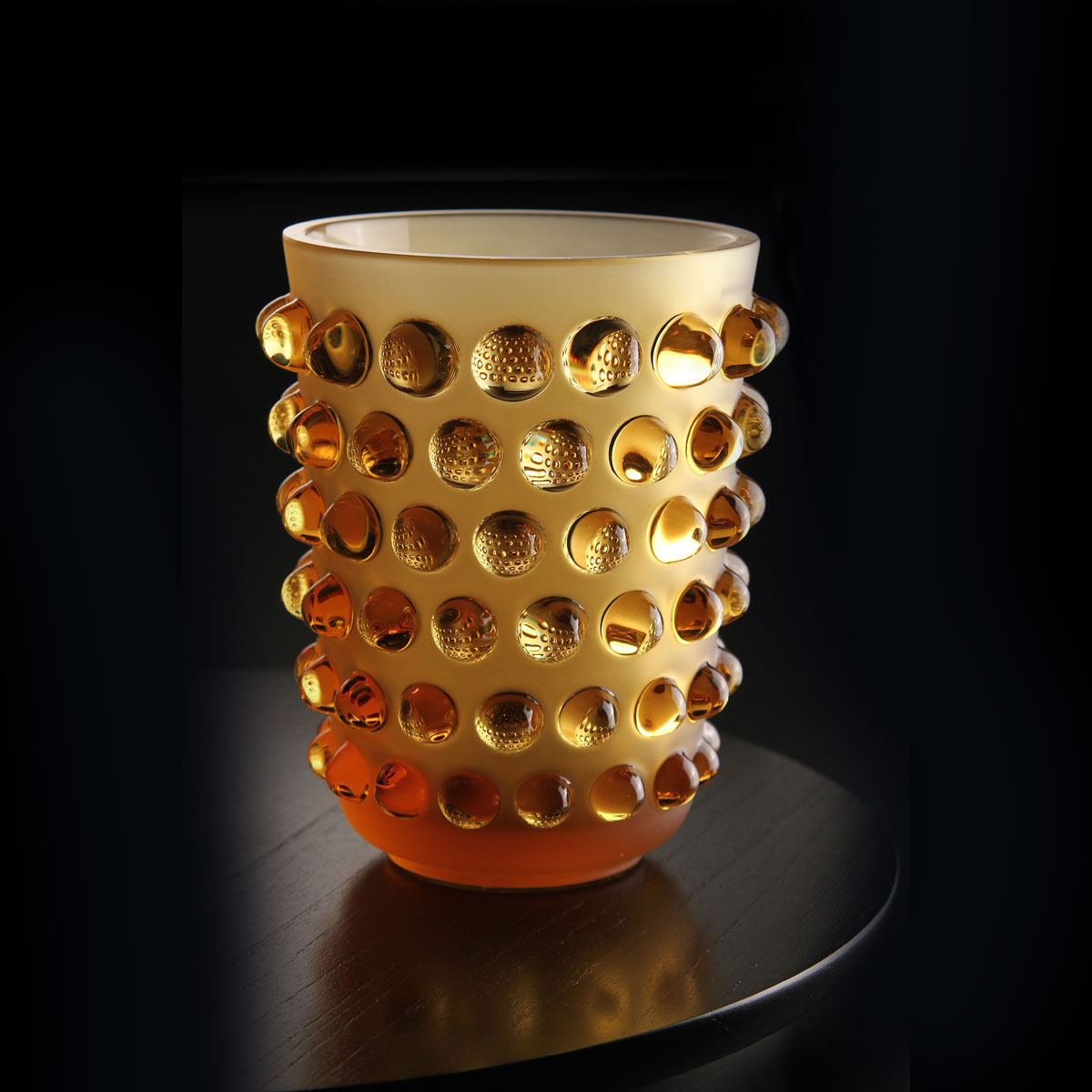 Lalique Mossi Amber 8.25" Vase