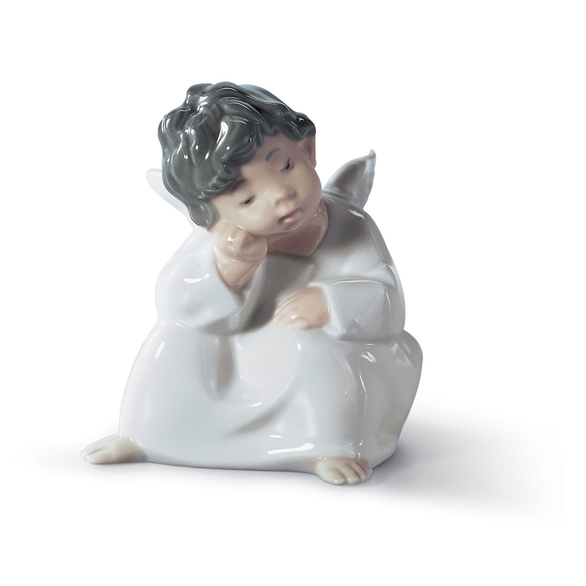Lladro Classic Sculpture, Angel Thinking Figurine