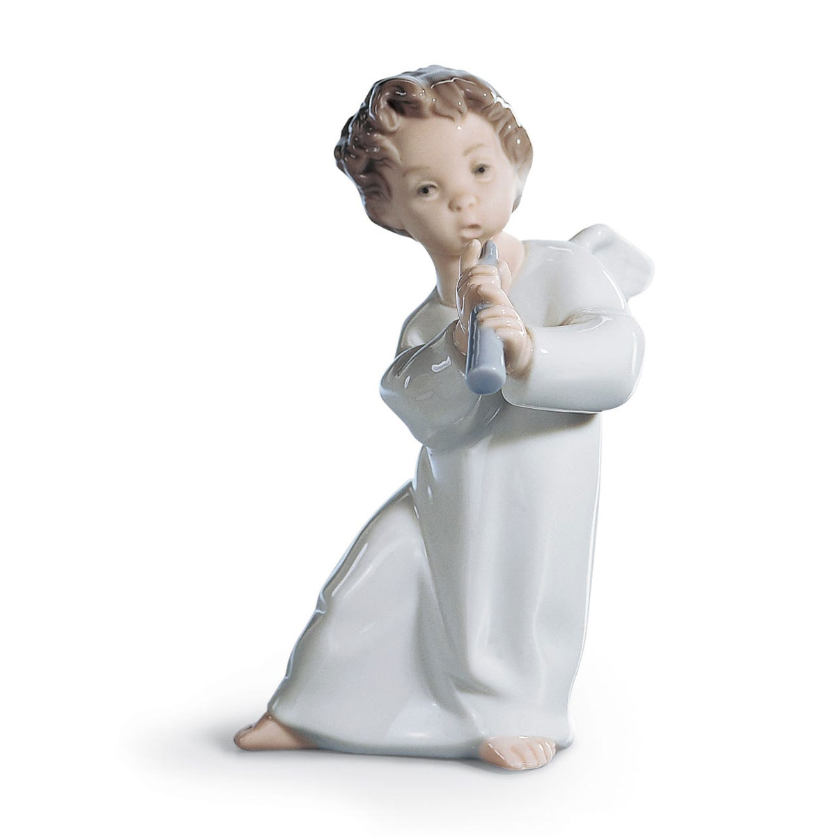 Lladro Classic Sculpture, Angel With Flute Figurine