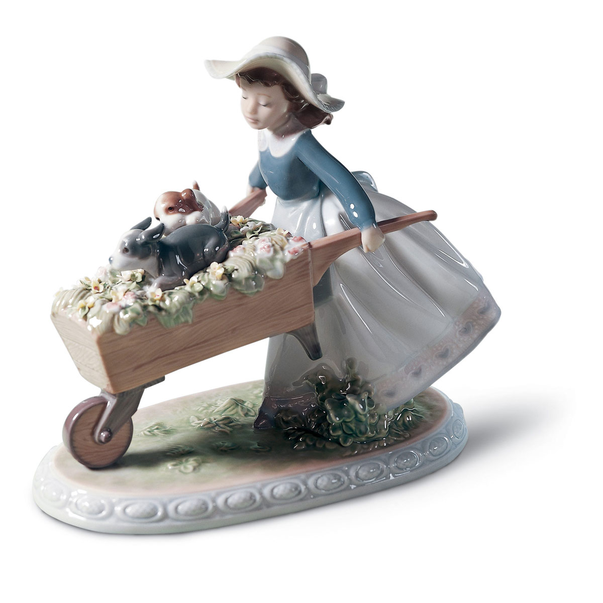 Lladro Classic Sculpture, A Barrow Of Fun Girl Figurine