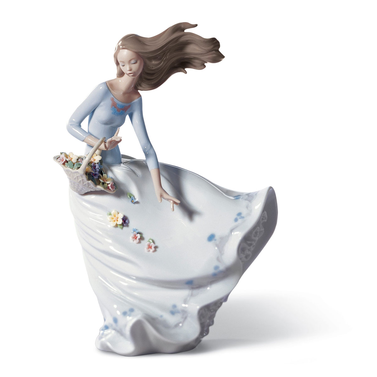 Lladro Classic Sculpture, Petals Of The Wind Woman Figurine