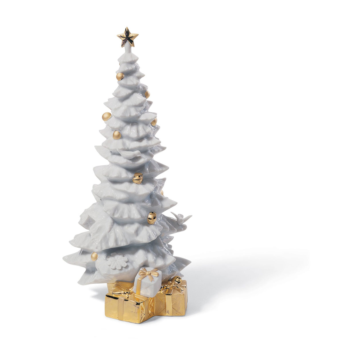 Lladro Classic Sculpture, O Christmas Tree Figurine. Golden Lustre