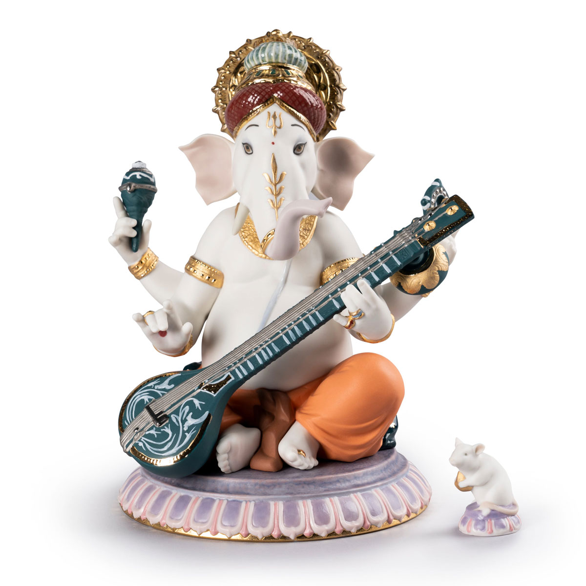 Lladro Classic Sculpture, Veena Ganesha Figurine. Limited Edition