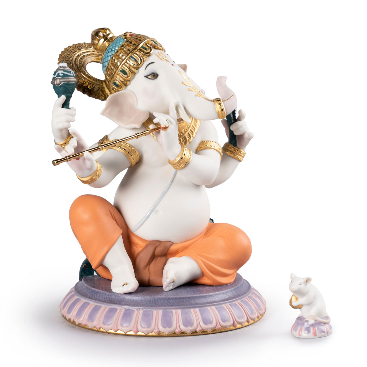 Lladro Classic Sculpture, Bansuri Ganesha Figurine. Limited Edition