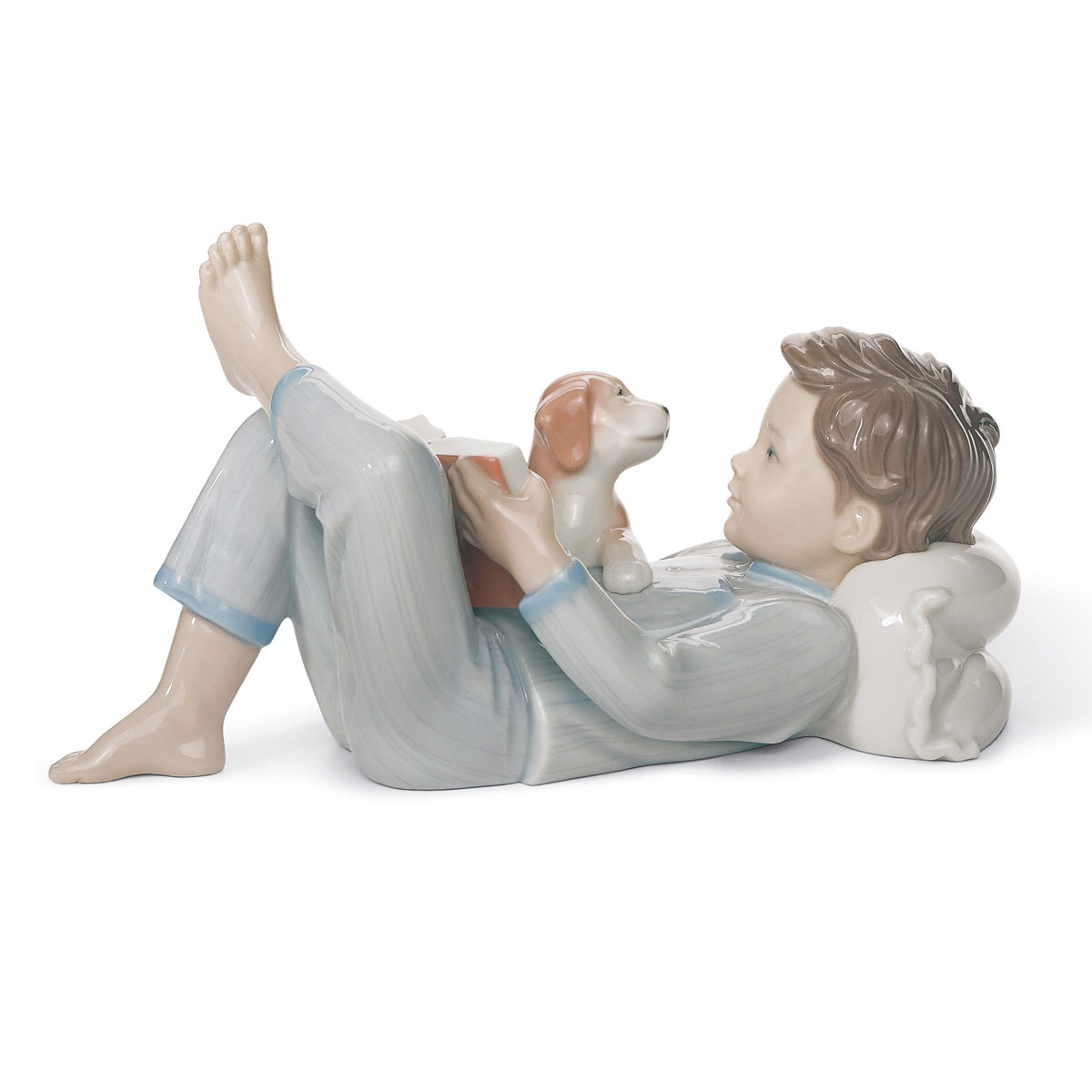 Lladro Classic Sculpture, Shall I Read You A Story? Boy Figurine