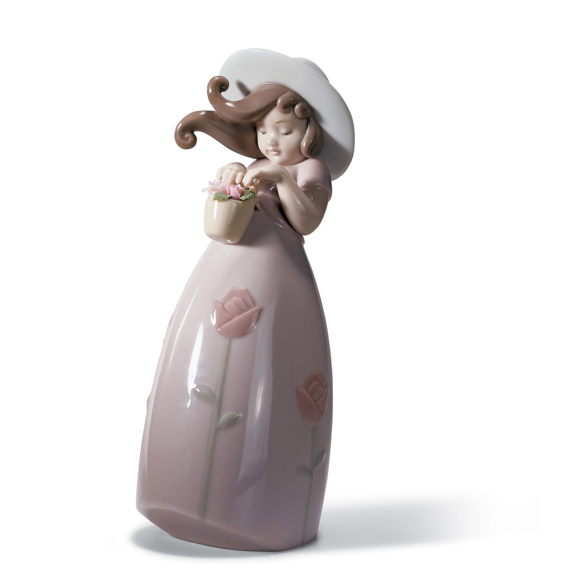 Lladro Classic Sculpture, Little Rose Girl Figurine