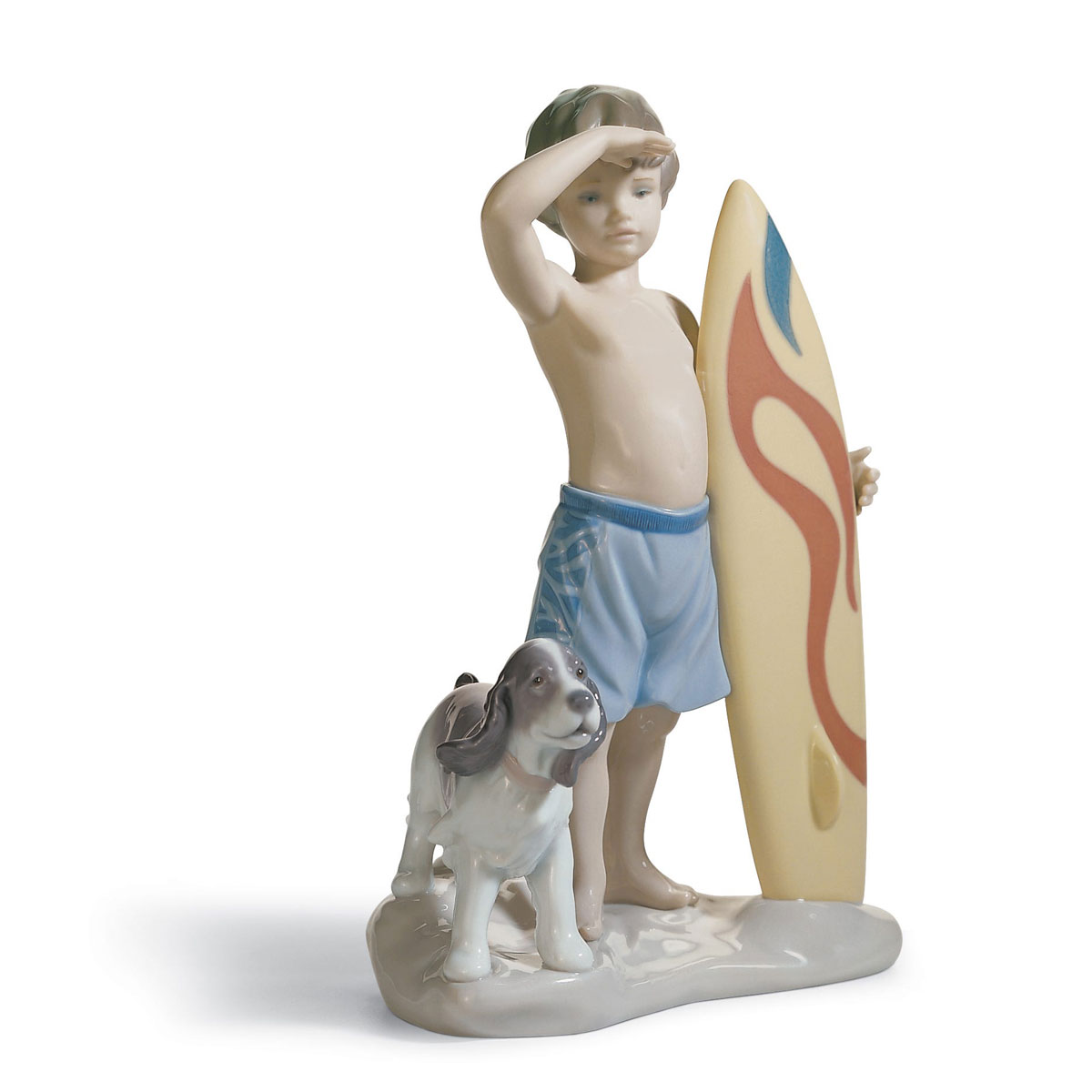 Lladro Classic Sculpture, Surf's Up Boy Figurine