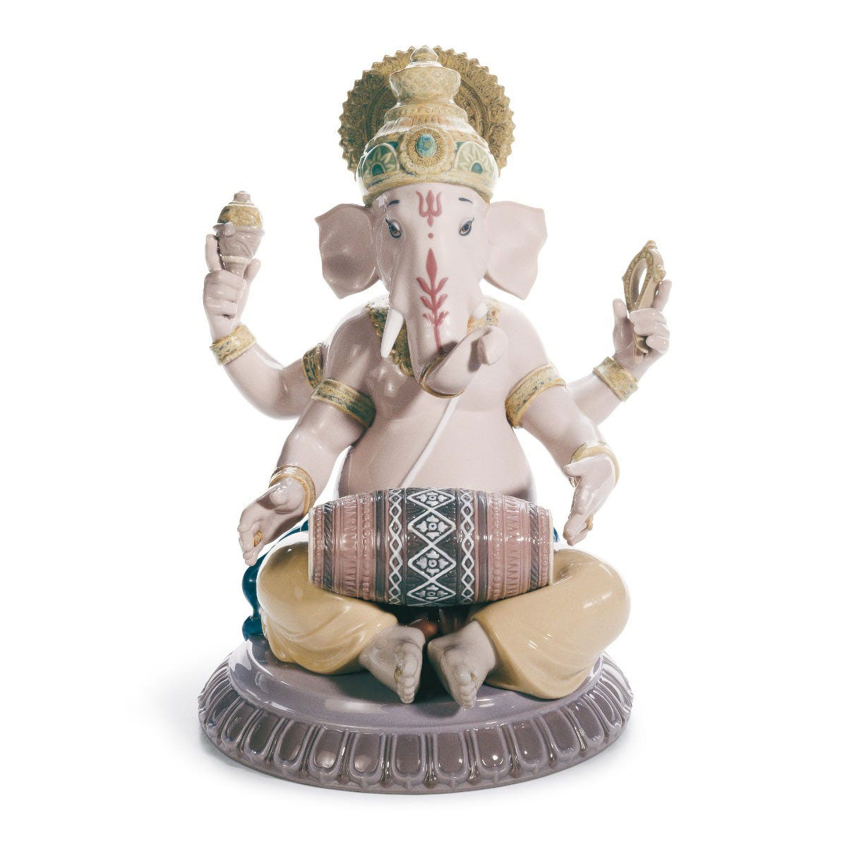 Lladro Classic Sculpture, Mridangam Ganesha Figurine