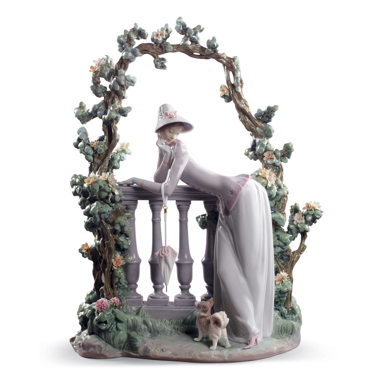 Lladro Classic Sculpture, In The Balustrade Woman Sculpture