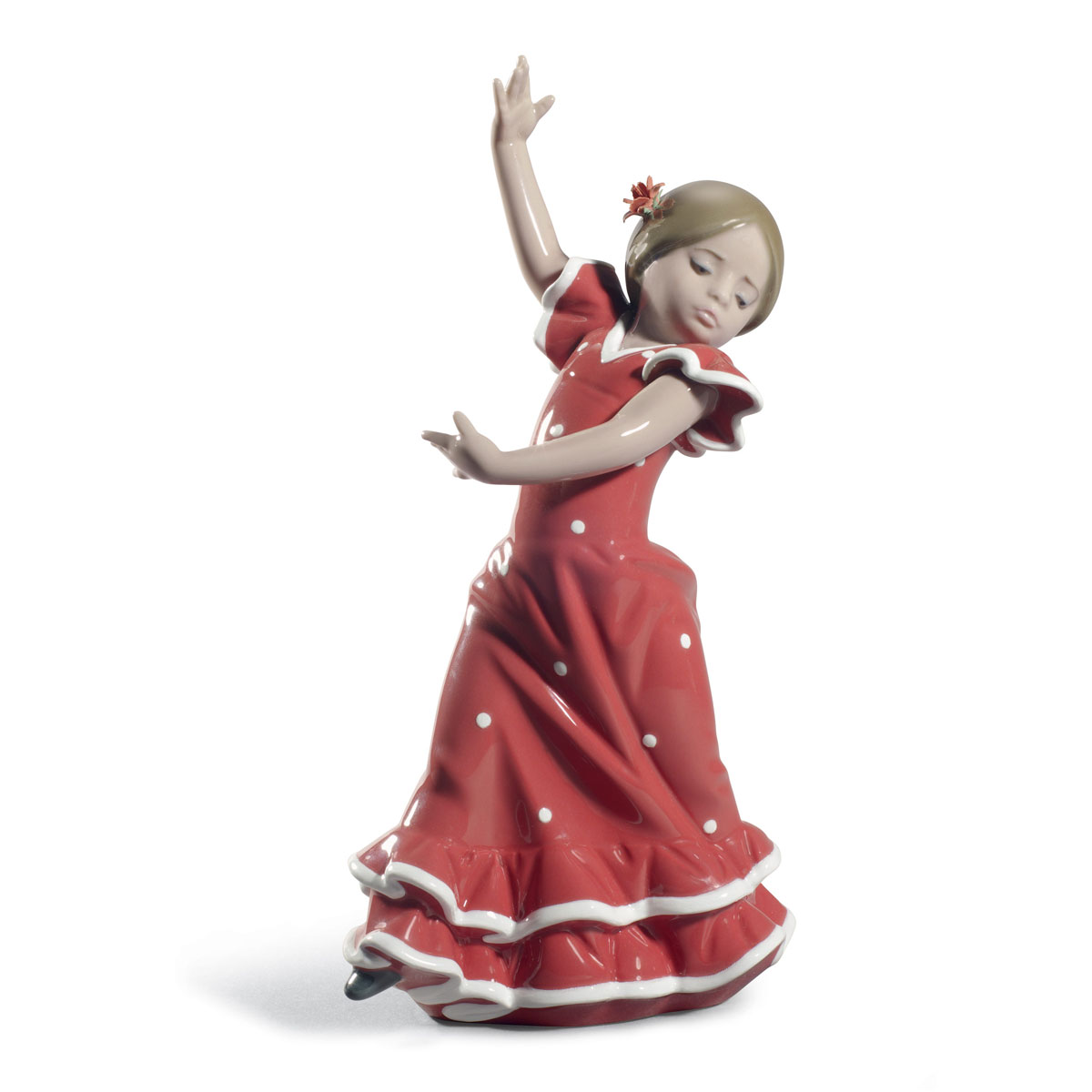 Lladro Classic Sculpture, Lolita Flamenco Dancer Girl Figurine. Red