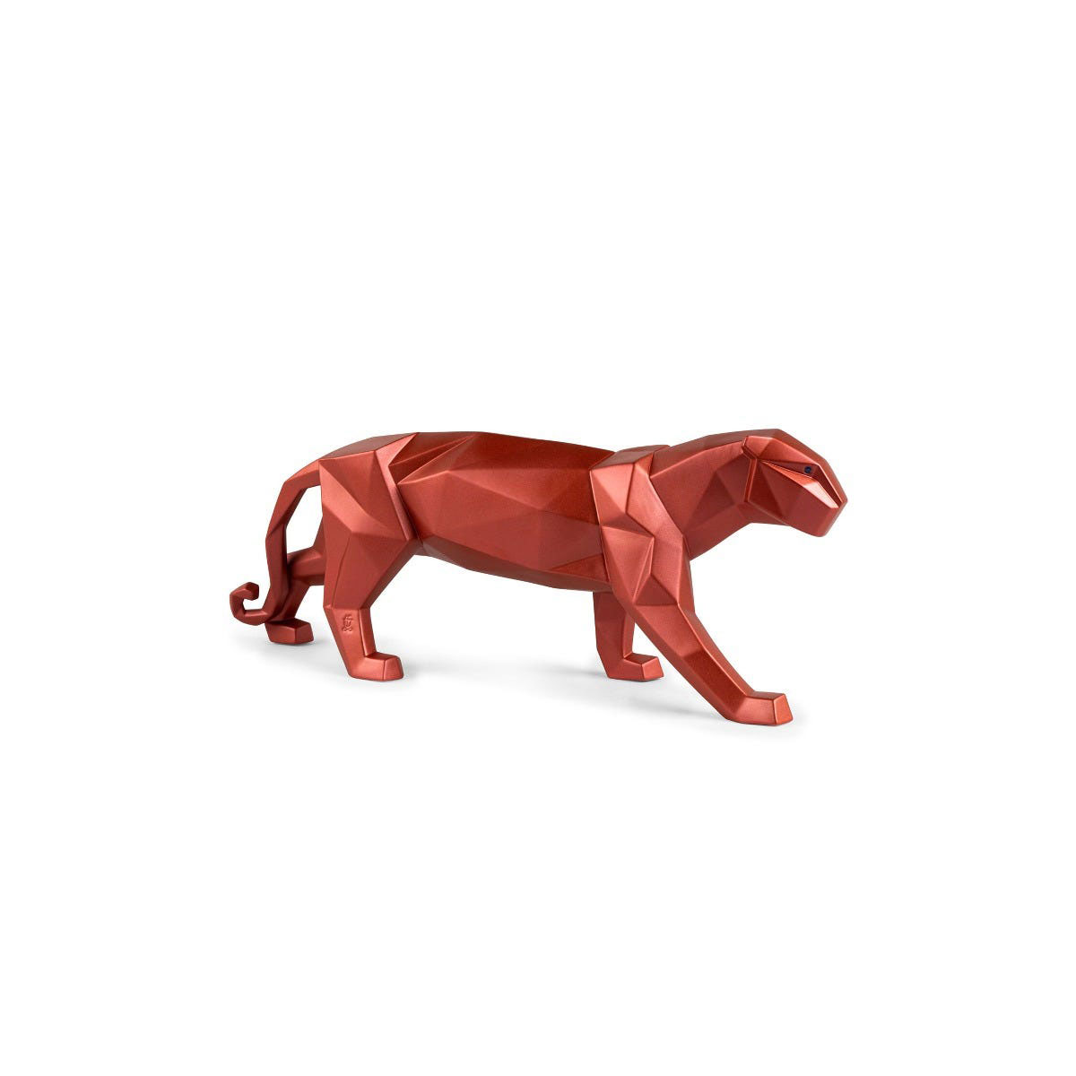 Lladro Design Figures, Panther Figurine. Metallic Red