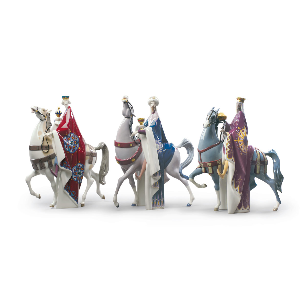 Lladro High Porcelain, Kings Melchior, Gaspar And Balthasar Sculpture. Limited Edition