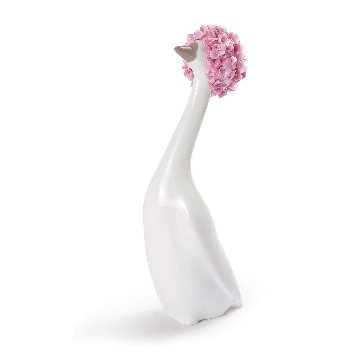 Lladro Design Figures, Goossiping Goose Figurine. Pink