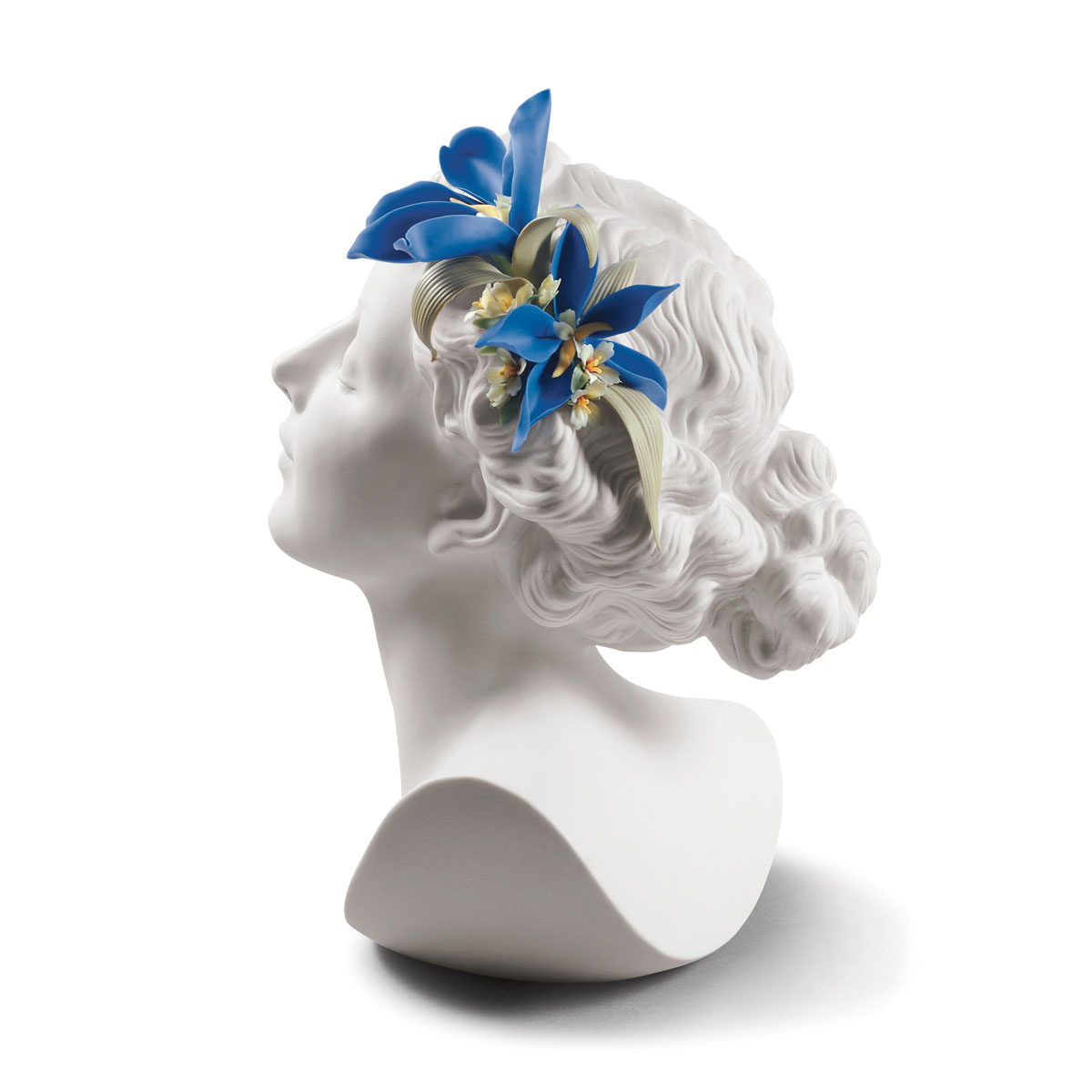 Lladro Classic Sculpture, Daisy With Flowers Woman Bust