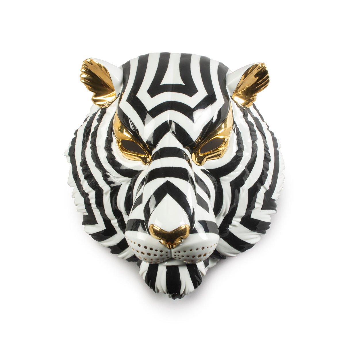 Lladro Design Figures, Tiger Mask. Black And Gold