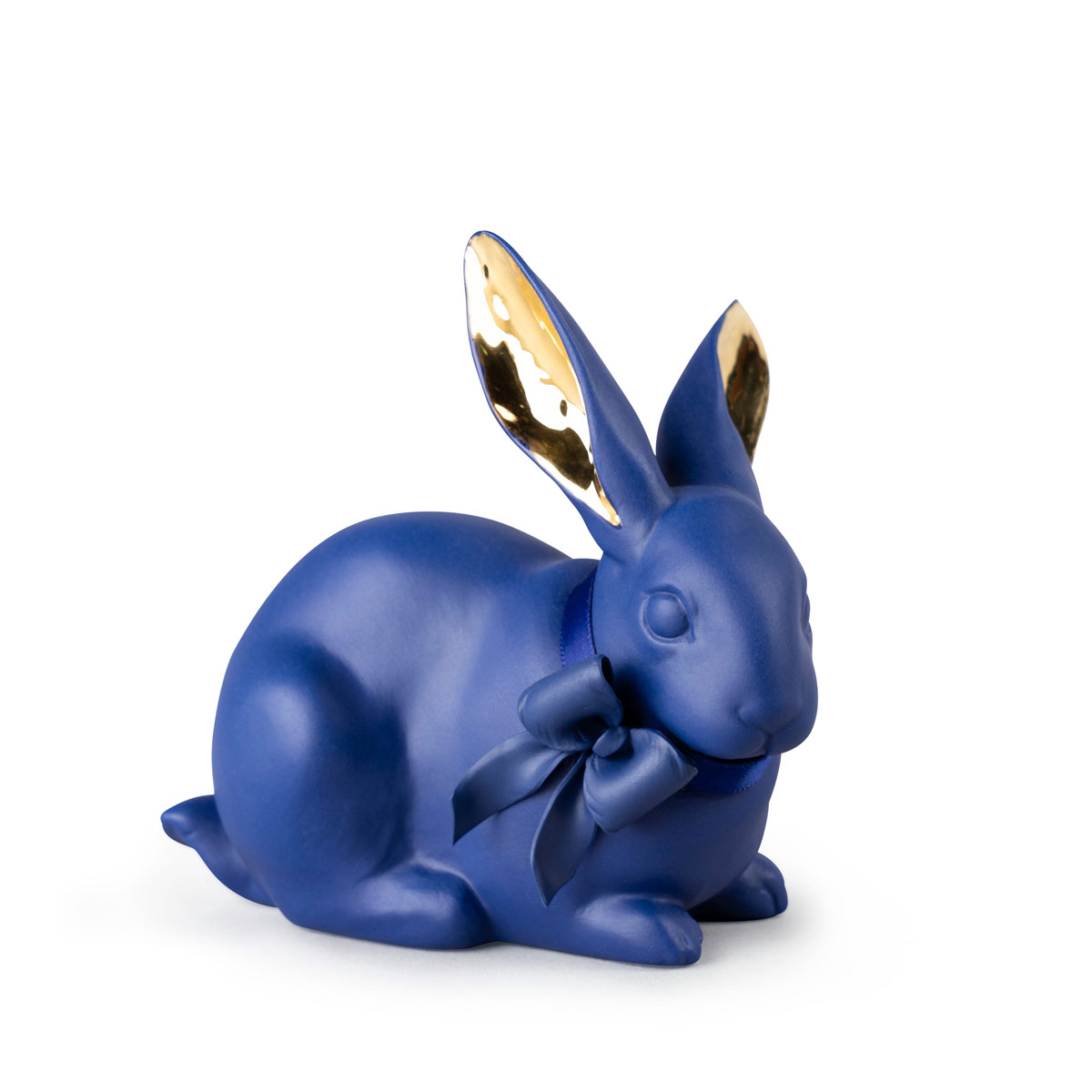 Lladro Design Figures, Attentive Bunny Blue-Gold