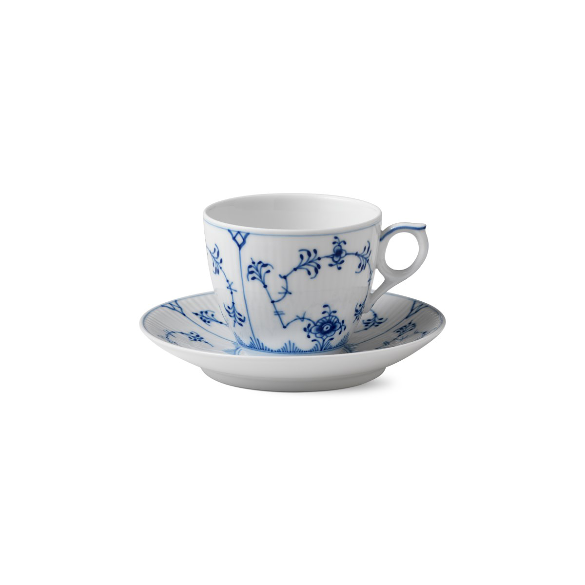 Royal Copenhagen, Blue Fluted Plain Coffee Cup and Saucer 5.5oz.