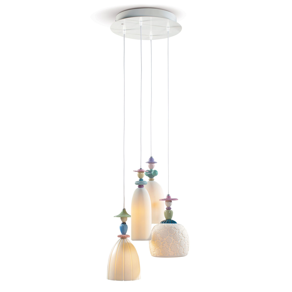 Lladro Classic Lighting, Mademoiselle 4 Lights Walking On The Beach Ceiling Lamp