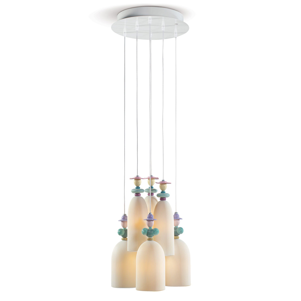 Lladro Classic Lighting, Mademoiselle 6 Lights Gathering In The Lawn Ceiling Lamp