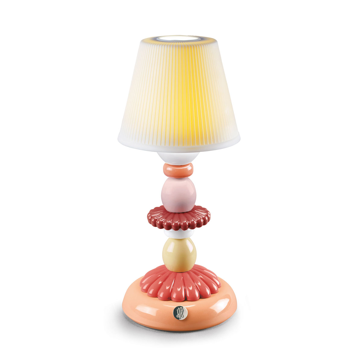 Lladro Light And Fragrance, Lotus Firefly Table Lamp. Coral